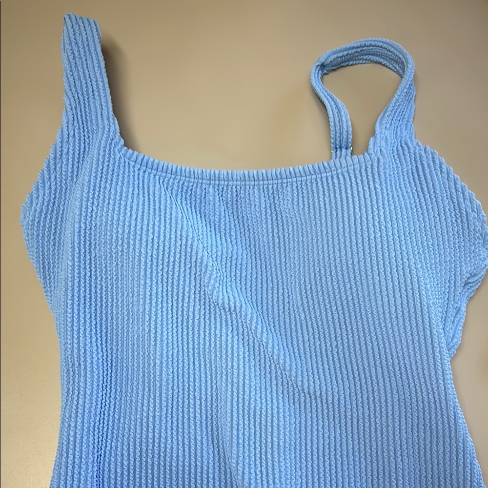 Kona Sol Blue Ribbed One Piece Swimsuit - Picture 2 of 9